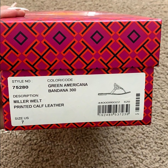 NEW 6.5 Tory Burch Miller Bandana Sandals Green - Picture 12 of 13